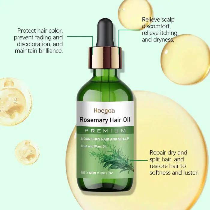 Huile essentielle de romarin pour cheveux, traitement de renforcement du cuir chevelu et des cheveux pour amincir, nourrit les cheveux secs et répare les pointes fourchues
