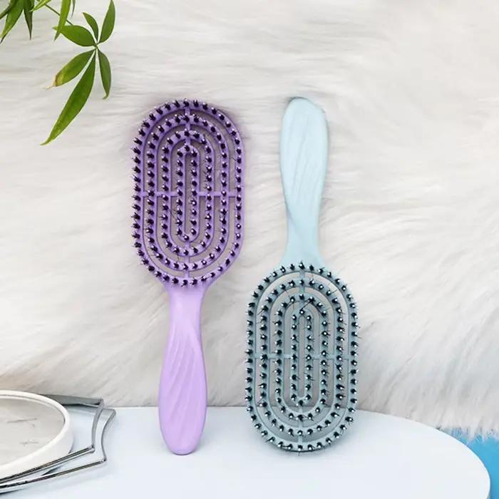Brosse à cheveux démêlante en poils de sanglier, peigne à cheveux, brosse à cheveux creuse, peigne à double usage, outils de coiffure