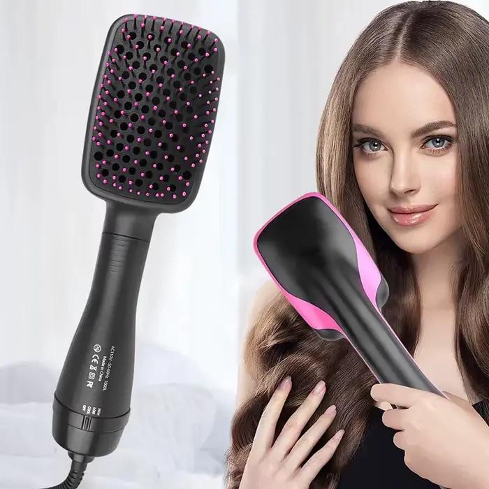 Sèche-cheveux brosse à Air chaud Styler et volumateur lisseur de cheveux bigoudi peigne rouleau une étape électrique Ion
