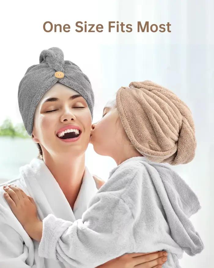 Serviette à cheveux boutonnée