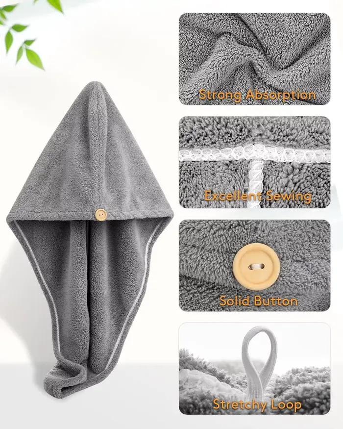 Serviette à cheveux boutonnée
