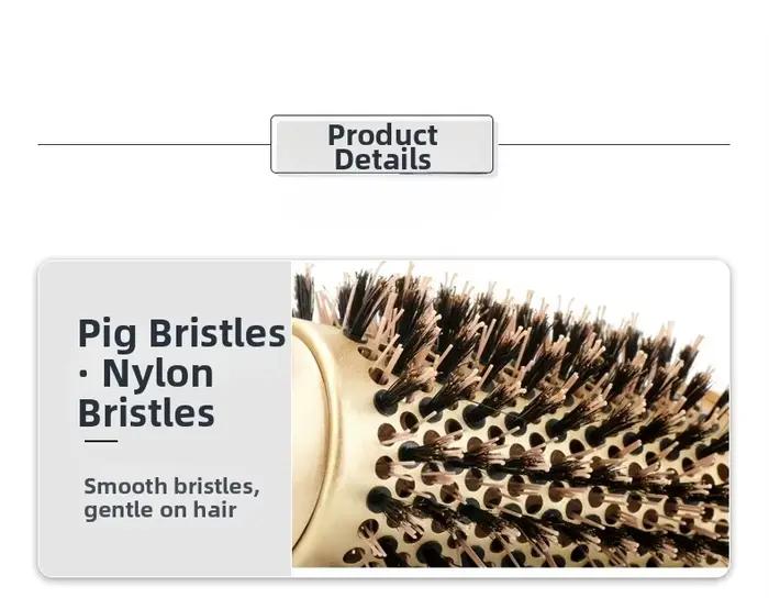 Brosse à cheveux ronde en poils de sanglier