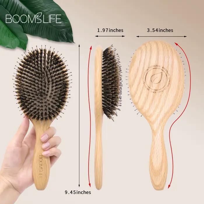 Brosse à cheveux en poils De sanglier personnalisée Peine bois De chêne peigne femmes coiffure cuir chevelu Massage