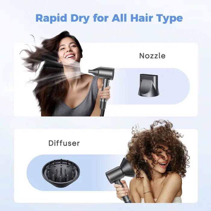 Sèche-cheveux, sèche-cheveux ionique négatif 120000 Sèche-cheveux à moteur sans balais RPM 40 M/S