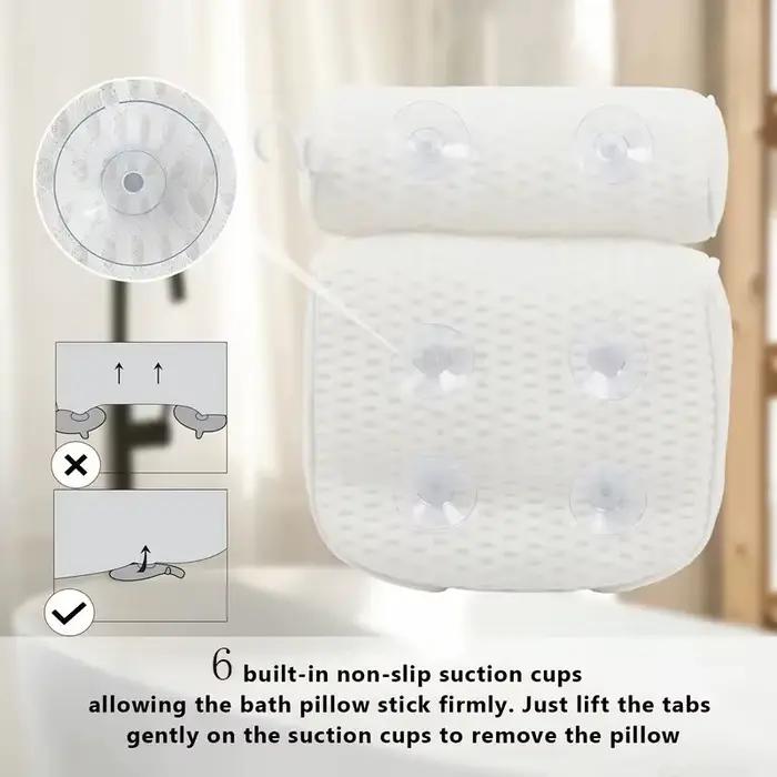 Oreiller de bain avec ventouse antidérapante pour le soutien du cou et du dos