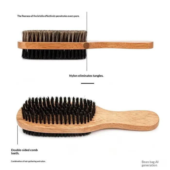 Brosse à cheveux en poils de sanglier