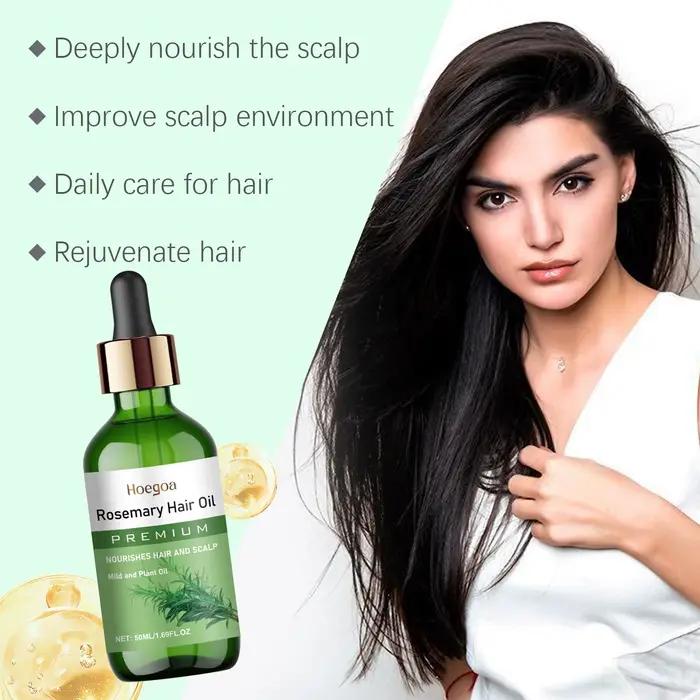 Huile essentielle de romarin pour cheveux, traitement de renforcement du cuir chevelu et des cheveux pour amincir, nourrit les cheveux secs et répare les pointes fourchues
