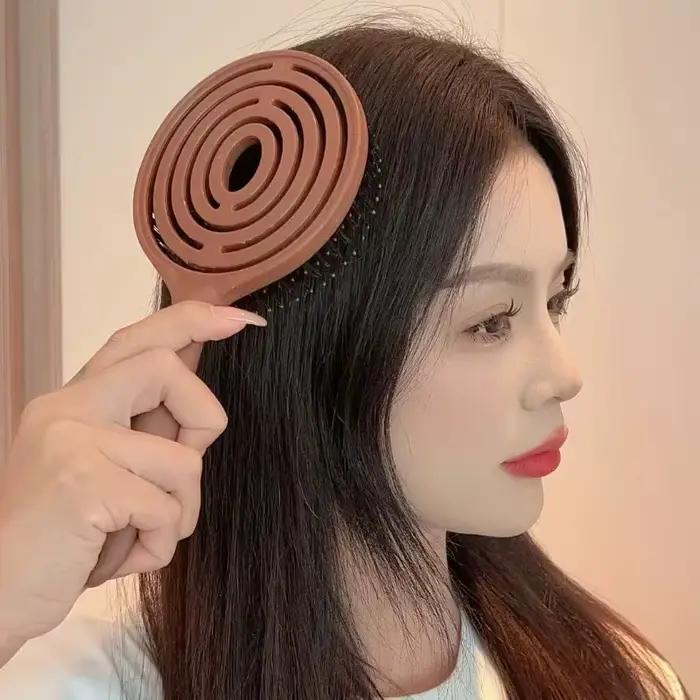 1 pièce Brosse à cheveux ronde démêlante en poils de sanglier pour le volume