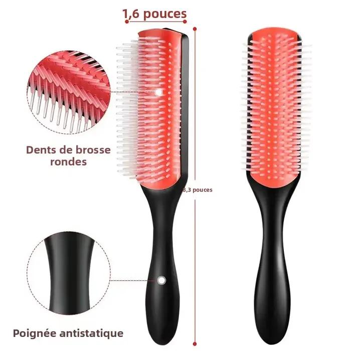 Brosse à cheveux démêlante à 9 rangées