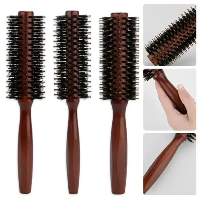 Brosse ronde à manche en bois