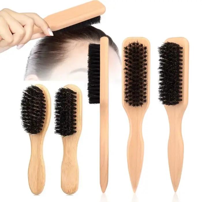 Brosse à cheveux en poils de sanglier en bois, conception de peignage, finition lisse, fonction de taquinage, contrôle des flyaways