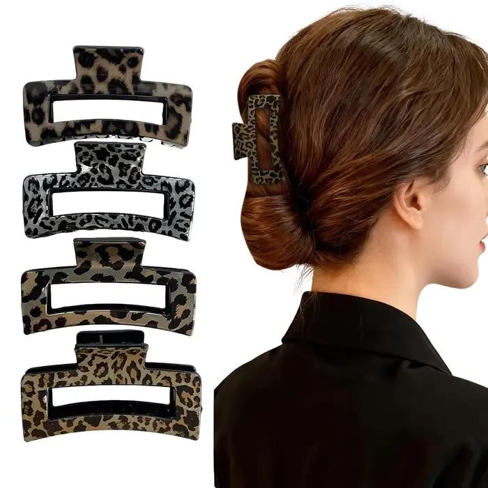 2 pinces à cheveux carrées à imprimé léopard