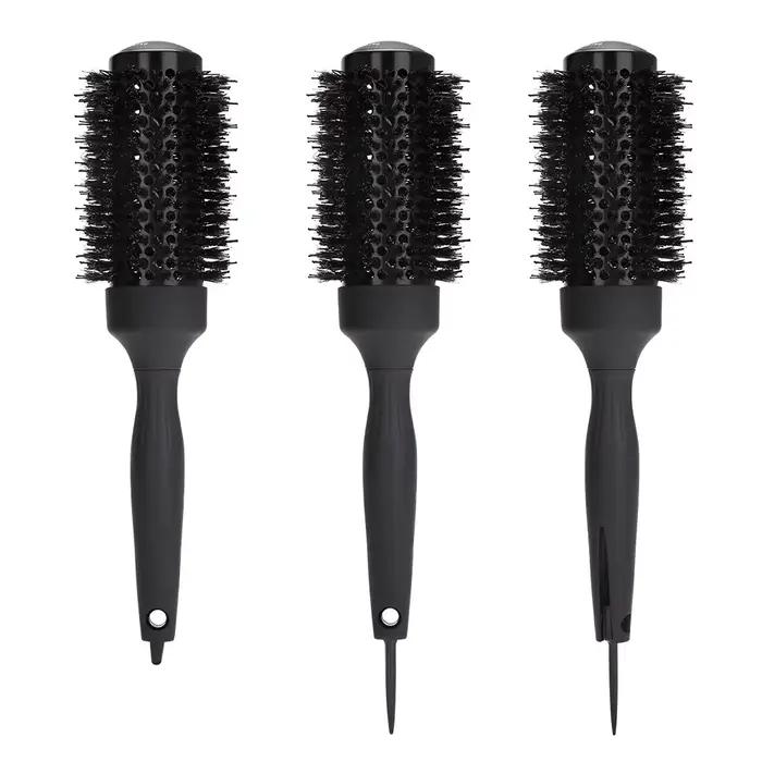 Poignée ronde brosse roulante avec queue pointue coiffure droite sergé peigne à cheveux outil