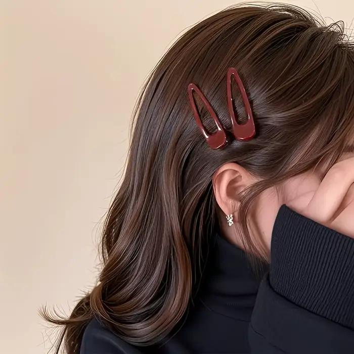 2 pinces à cheveux bordeaux, pinces BB antidérapantes, durables, rectangulaires, élégantes et minimalistes, accessoires pour cheveux pour tresses