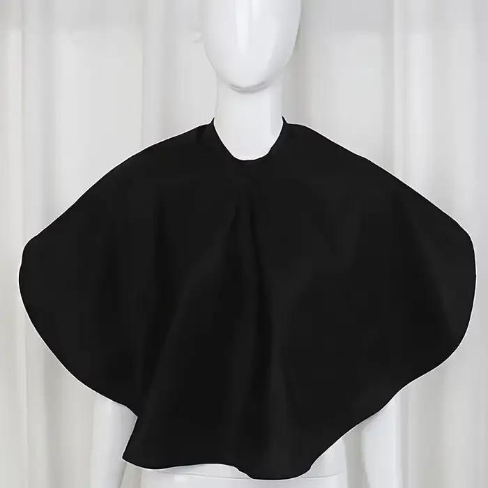 Cape de coiffure imperméable carrée courte noire – Outil de teinture et d'enveloppe de coupe de cheveux de barbier professionnel