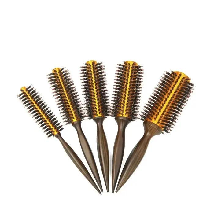 Brosse ronde en poils de sanglier naturels