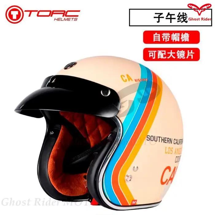 Casque de moto rétro TORC T50 pour hommes et femmes, casque demi-coque homologué DOT, idéal pour la conduite estivale en scooter ou moto