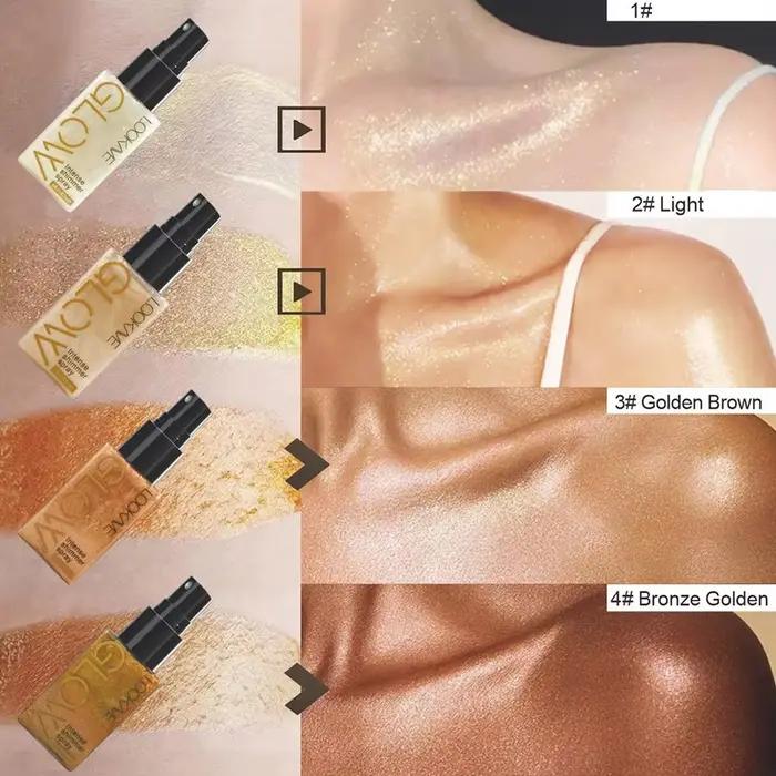 Nouveau Spray Huile Scintillante Imperméable Longue Durée Hydratant Effet Or Bronze Contouring Illuminateur Corps et Visage Outils de Maquillage Pailleté
