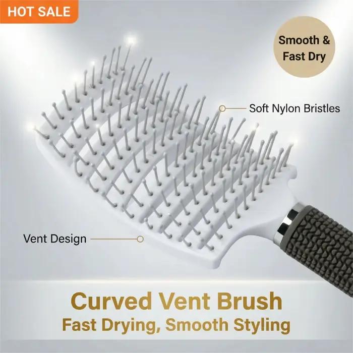 1 pièce Brosse à cheveux professionnelle incurvée à trous d'aération pour le séchage à la bougie