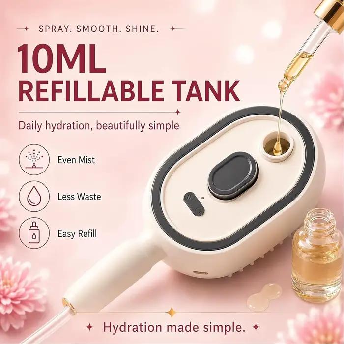 Brosse à cheveux électrique humide avec pulvérisation d'eau