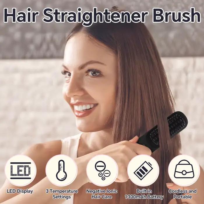 Brosse à lisser les cheveux avec 3 réglages de température