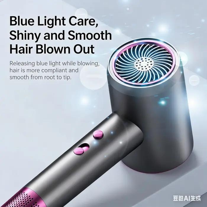 Sèche-cheveux ionique professionnel avec lumière bleue