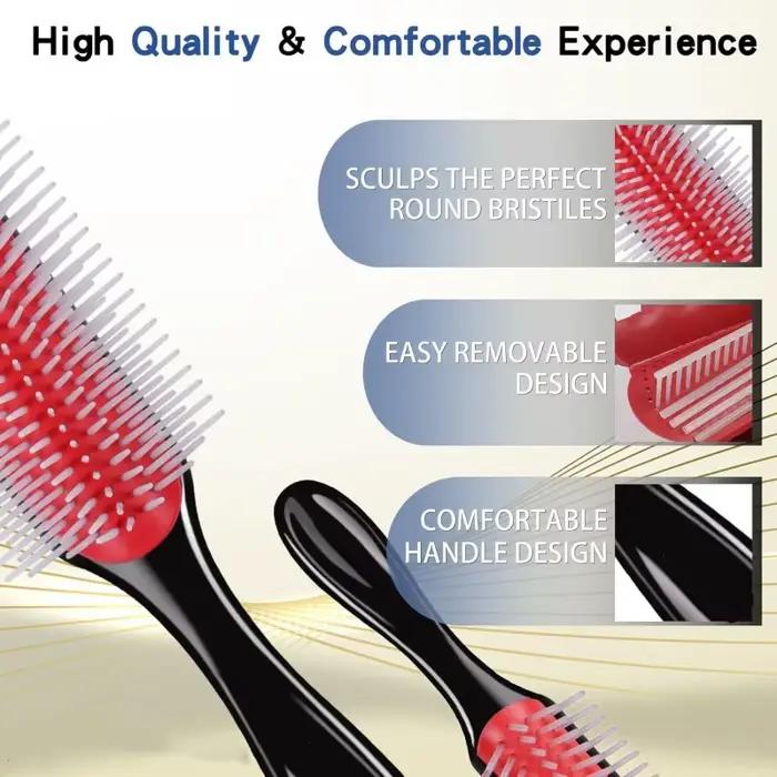 Brosse démêlante Denman à 9 rangs pour massage du cuir chevelu