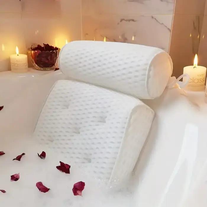Oreiller de bain avec ventouse antidérapante pour le soutien du cou et du dos