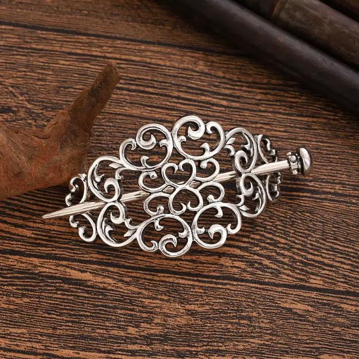 1pc mode Vintage argent filigrane cheveux toboggan complexe défilement conception gothique Style médiéval accessoire