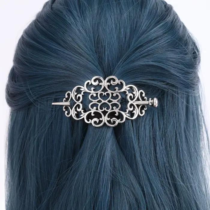 1pc mode Vintage argent filigrane cheveux toboggan complexe défilement conception gothique Style médiéval accessoire