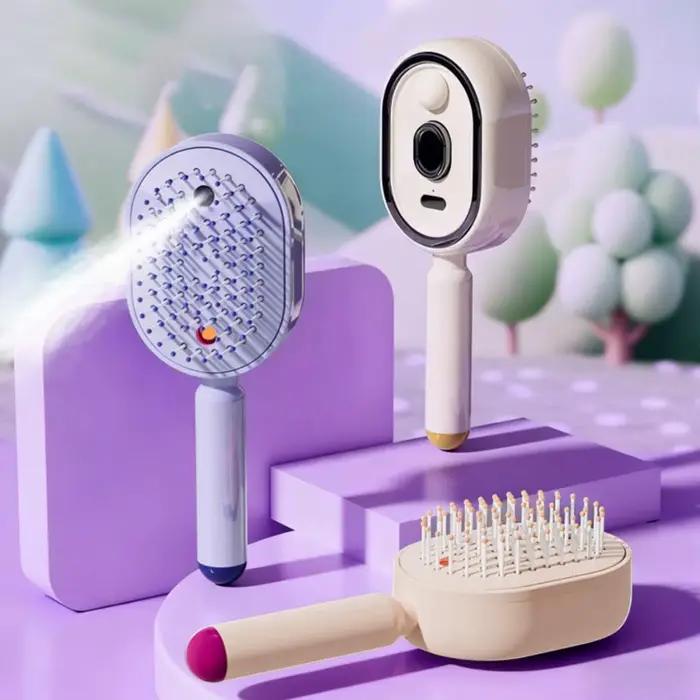 Brosse à cheveux électrique 2-en-1 avec pulvérisation d'eau