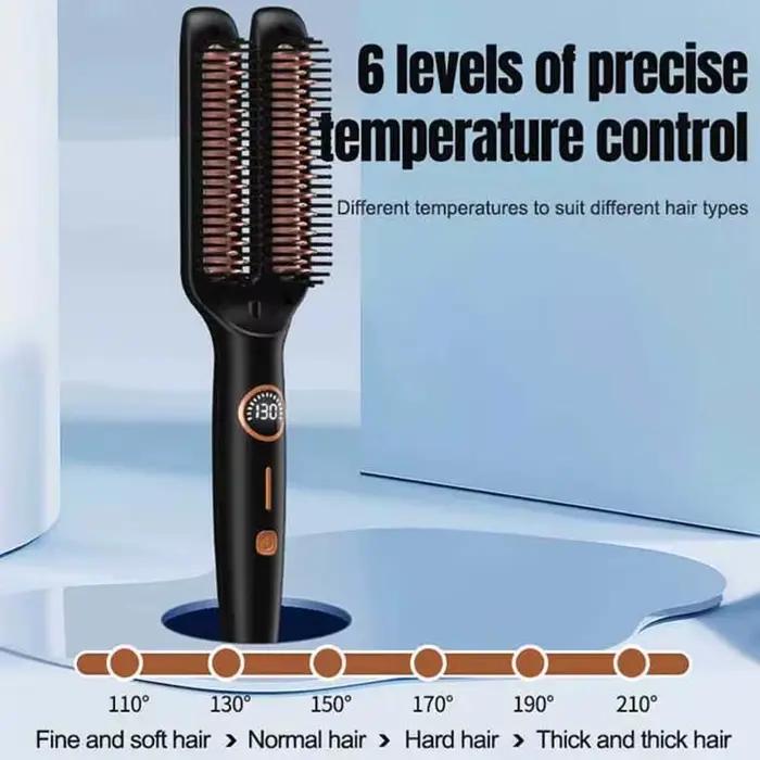 Brosse lissante chauffante tout-en-un avec écran LCD numérique pour des cheveux lisses et anti-frisottis, brosse lissante électrique