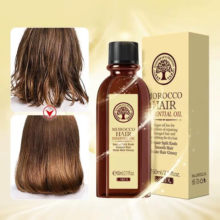 LAIKOU Maroc Huile d'Argan 1 + 1 Soin Capillaire Réparateur Sec Abîmés Traitement 60ml