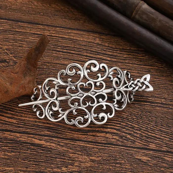 1pc mode Vintage argent filigrane cheveux toboggan complexe défilement conception gothique Style médiéval accessoire