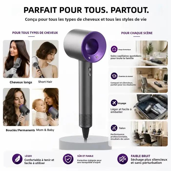 Nouveauté : Sèche-cheveux sans lame amélioré | Moteur turbo haute vitesse | Version Pro