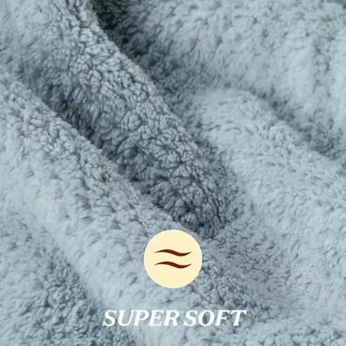 Grande serviette de séchage pour cheveux en microfibre, couleur unie, absorbante, avec sangle élastique, douce et à séchage rapide