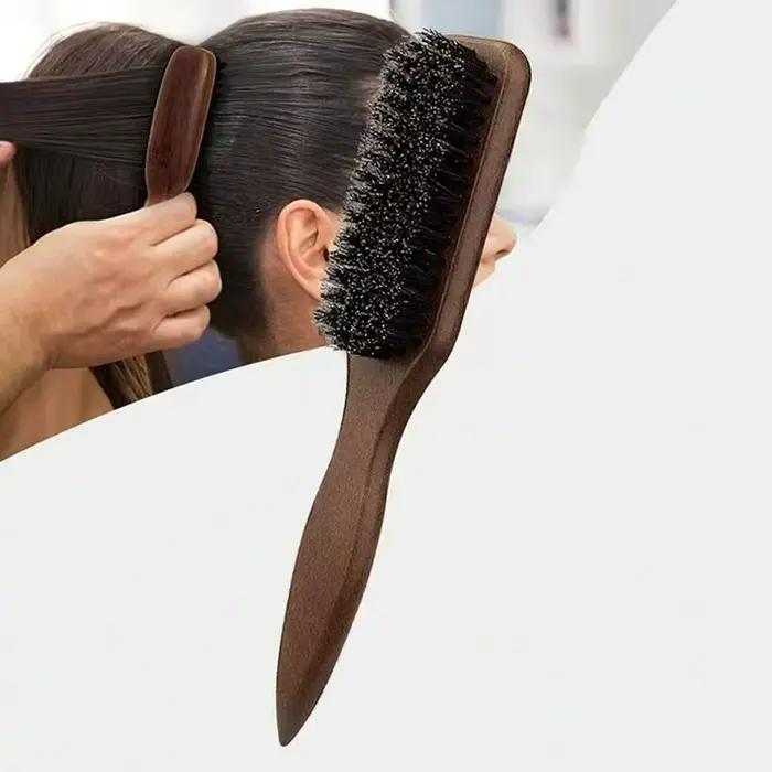 Brosse à cheveux en poils de sanglier (unisexe)-brosse à poils coiffants professionnelle sans parfum, adaptée aux cheveux épais/fins