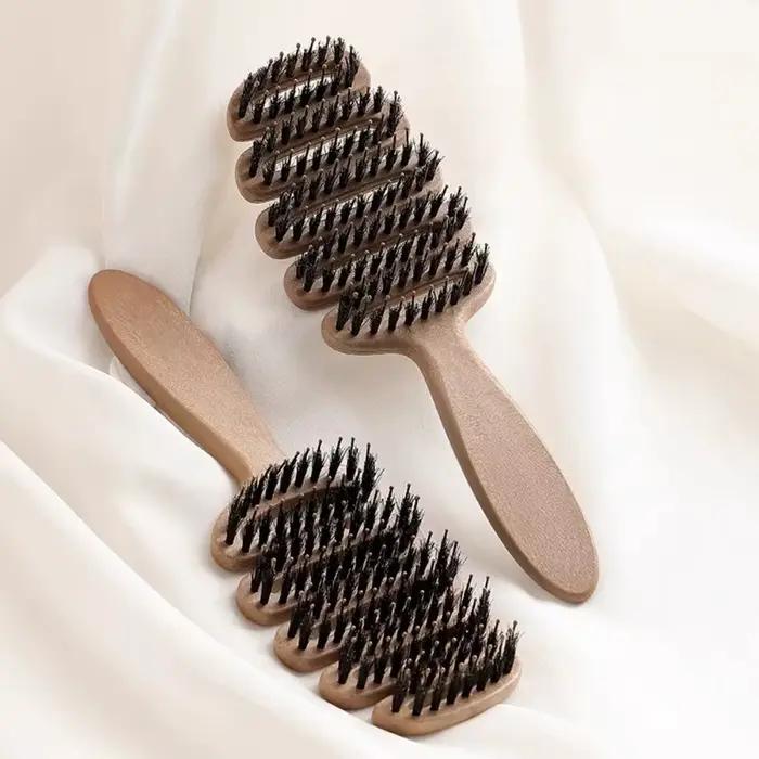 Brosse à cheveux en poils de sanglier, peigne antistatique, peigne de massage pour coiffure, brosse pour cheveux bouclés, outils de coiffure de salon, outils de maquillage