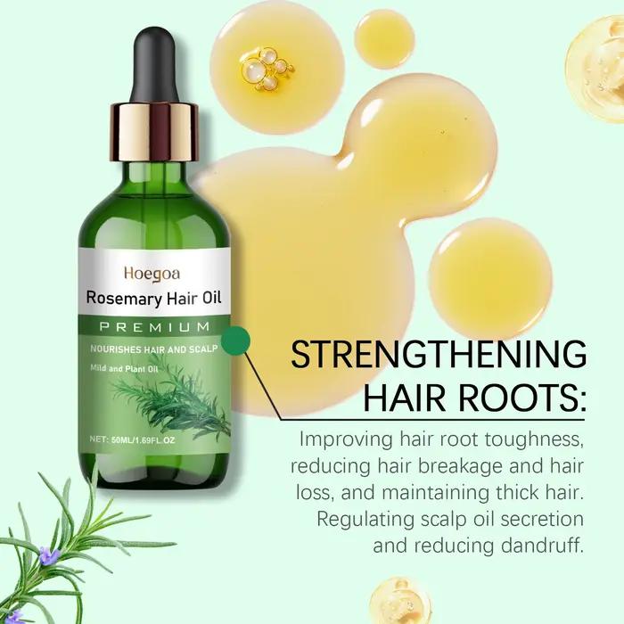 Huile essentielle de romarin pour cheveux, traitement de renforcement du cuir chevelu et des cheveux pour amincir, nourrit les cheveux secs et répare les pointes fourchues