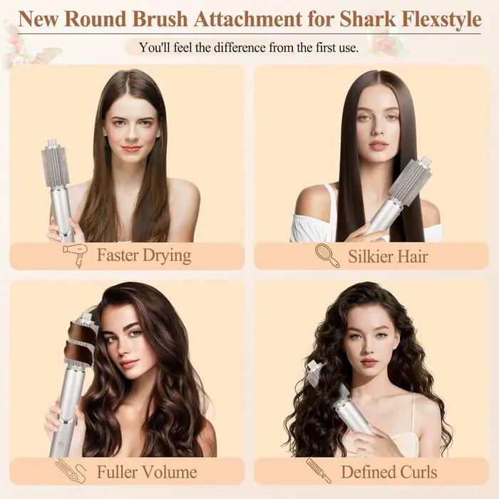 Brosse ronde volumisante améliorée avec embout flexible et poils optimisés pour des cheveux lisses - Outil de coiffure