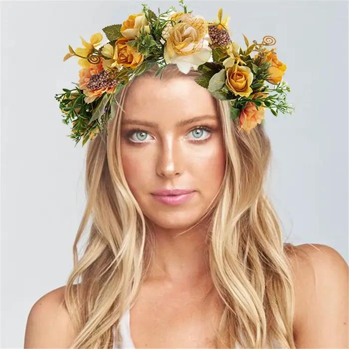 Couronne de fleurs bohème pour festival et mariage
