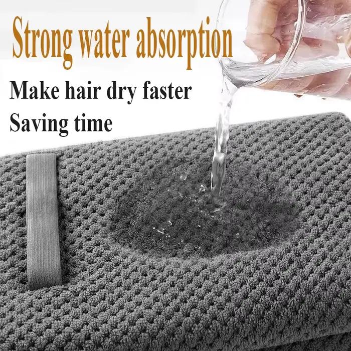 Grande serviette de séchage pour cheveux en microfibre, couleur unie, absorbante, avec sangle élastique, douce et à séchage rapide