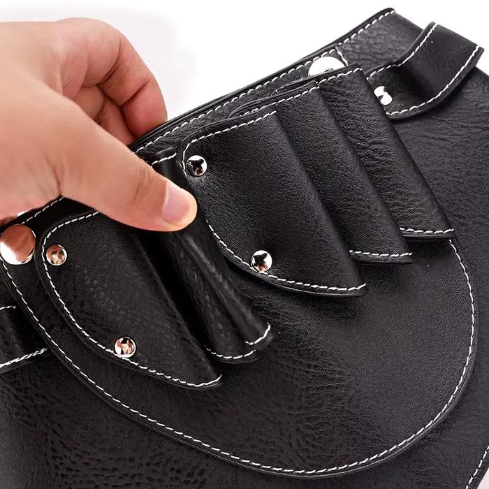 Sac de coiffure en cuir PU, pochette à ciseaux, porte-étui avec ceinture à bandoulière, sac à outils de barbier, fournitures de coupe de cheveux