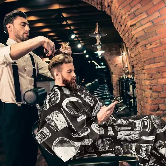 Cape de coiffure professionnelle imperméable à motif rétro pour salon