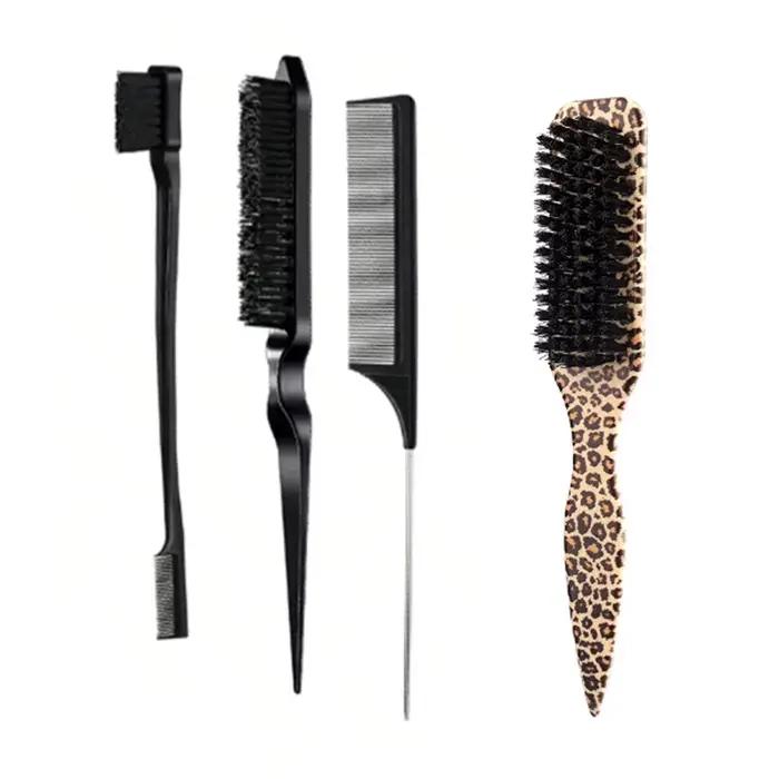 Brosse à cheveux en poils de sanglier pour queue de cheval lisse