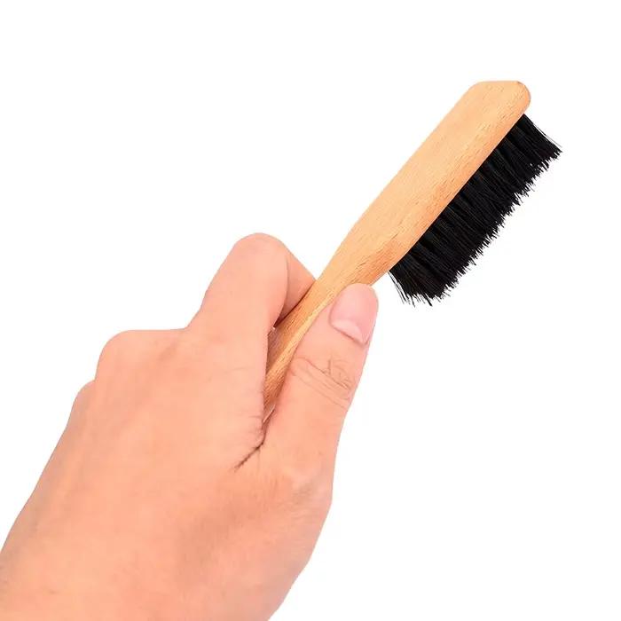 Barbier manche en bois coiffure brosse de nettoyage de cheveux doux hommes peigne de rasage