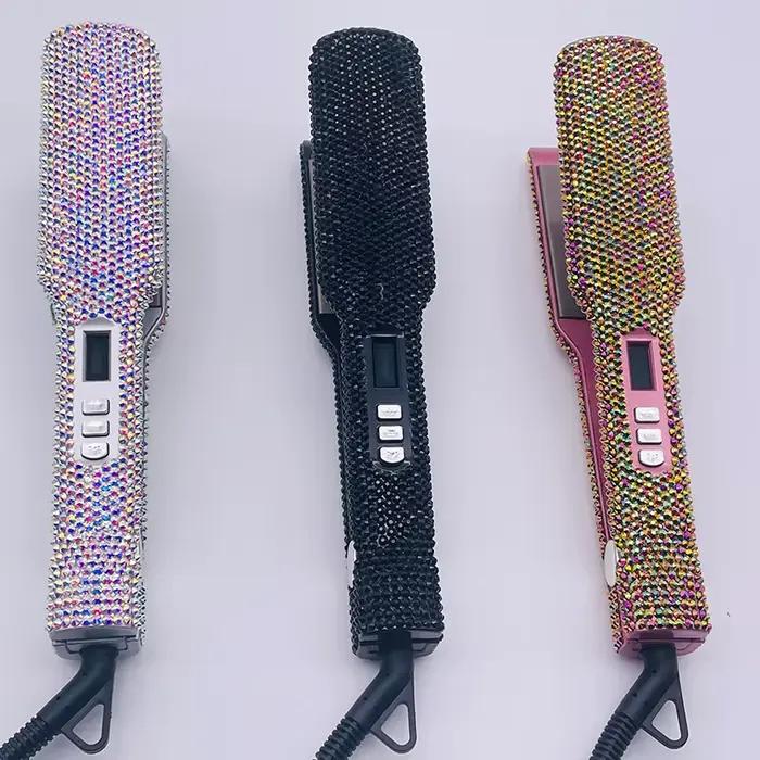 Fer à lisser Plancha Para Cabello 2 pouces fer plat avec strass professionnel titane fer