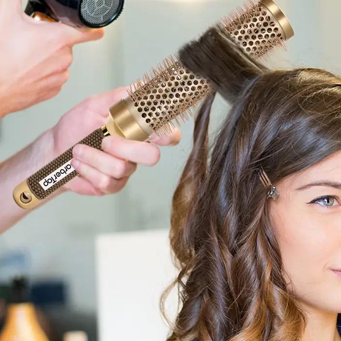 BARBERTOP Brosse à cheveux ronde en poils de sanglier pour boucler