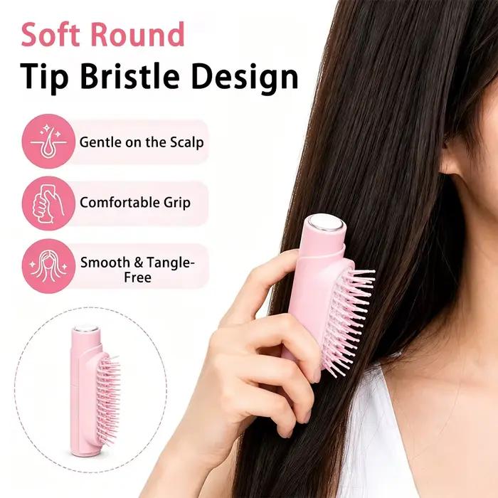 Brosse à cheveux portable 2-en-1 avec vaporisateur | Bouteille de pulvérisation intégrée