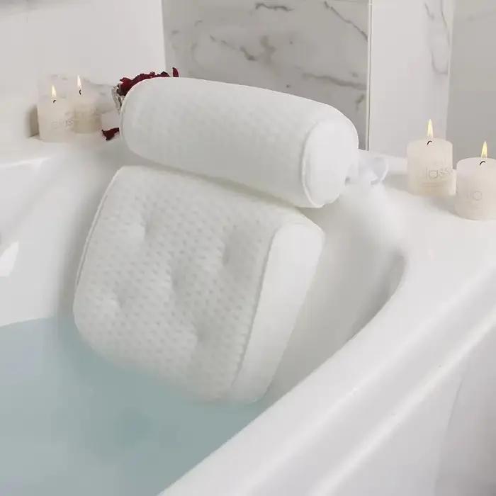 Oreiller de bain avec ventouse antidérapante pour le soutien du cou et du dos